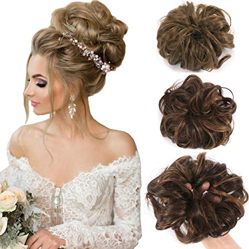 SLLIE Messy Hair Bun Extensions Chignons Hair Hair Scrunchie Scrunchy Updo Hairpiece