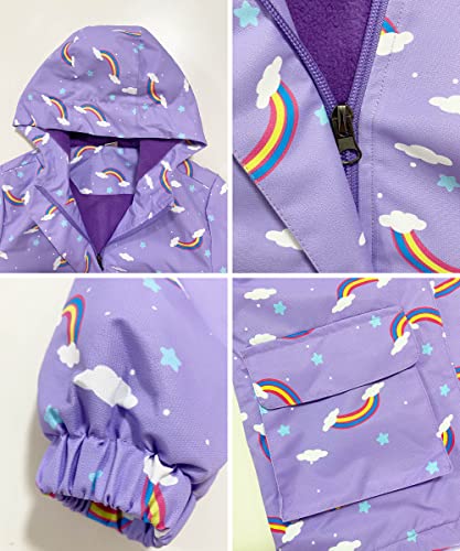 C2M Boys Girls Hooded Rain Jacket Kids Dinosaur Waterproof Lined Raincoat4
