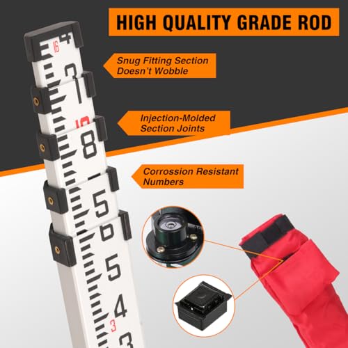 Mountlaser Aluminum Grade Rod 16Foot-10th, 5 Sections Dual Sided Telescoping Leveling Rod with Bubble Level and Carrying Case by Mountlaser - Image 5