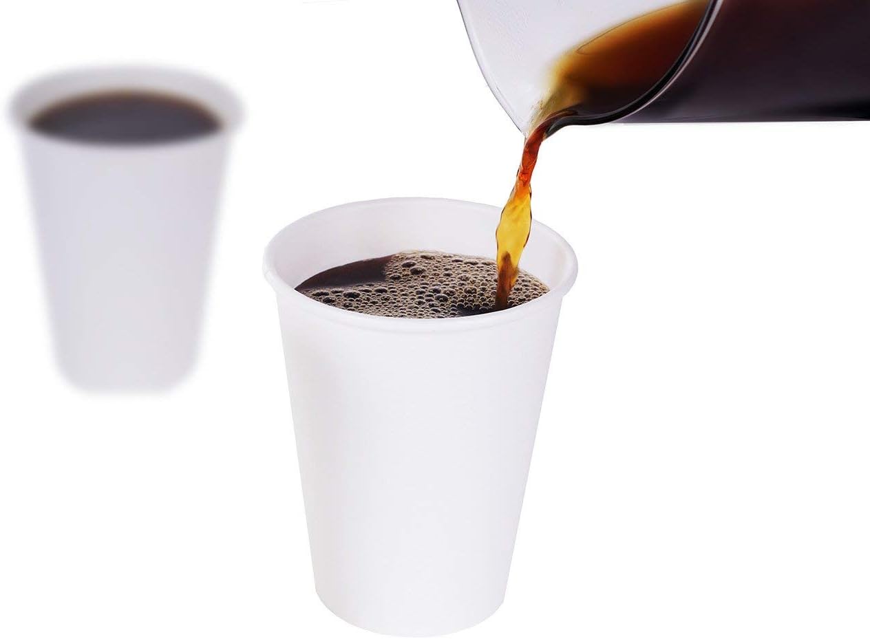 TashiBox White Hot Drink 120 Count - 12 Oz Disposable Paper Coffee Cups