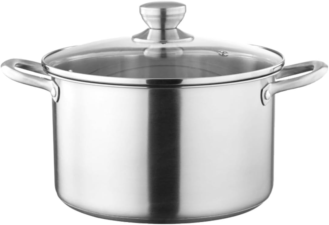 Stainless Steel Stockpot with Lid, Multi-layer Bottom Induction-compatible Soup and Stew Pot, Thickened Large Capacity Cooking Pot for Home Kitchen