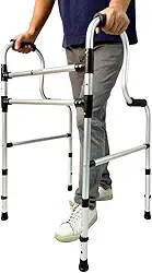 Andador Idoso 2 Níveis Alumínio Resistente 130 Kg, Altura Regulável, Fixo e Articulado