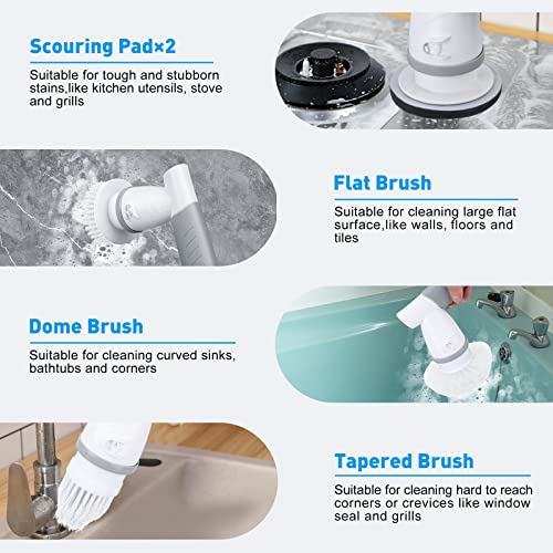 Electric Spin Scrubber,Power Scrubber Cleaning Brush With 5 Brush Heads,Electric Cleaning Brush Rechargeable Cordless Spin Scrubber For Bathroom Floor Tile Tub Kitchen Car, Model: Ebc-885 #TOP4