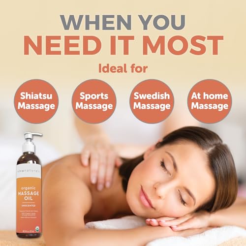 Viva Naturals Organic Massage Oil Unscented (8 fl. oz.) - Non-Greasy Body Oil with Mess-Free Pump, Moisturizing Massage Oils for Massage Therapy, Non-GMO and Certified Organic, 237 mL - image 7