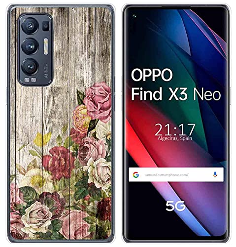 Tumundosmartphone Funda Gel TPU para OPPO Find X3 Neo 5G diseño Madera 08 Dibujos
