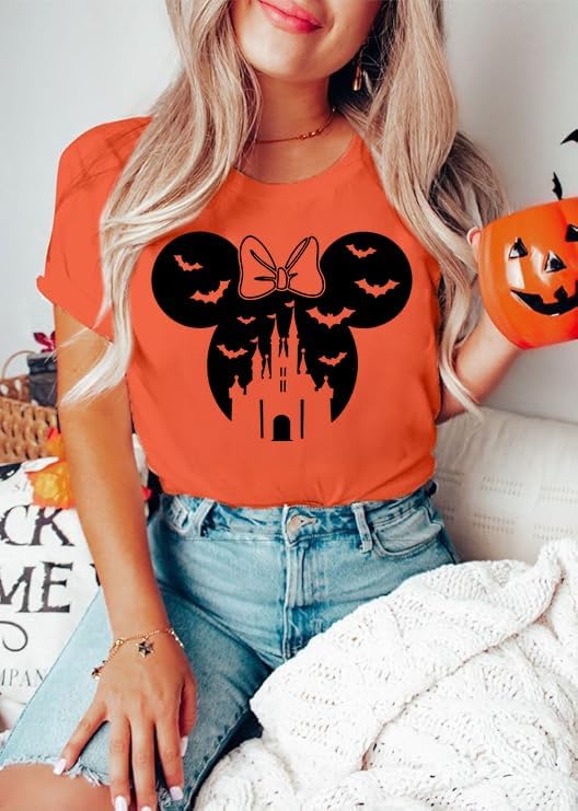 Halloween Magic Kingdom Shirts for Women,Funny Castle Family Tshirt Spooky Season Shirt Cute Casual Tops - Image 3