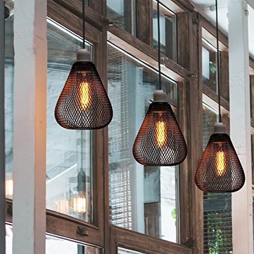 Osaladi Metal Wire Cage Lamp Guards Mesh Pendant Light Shade Hollow Out Light Bulb Cage Cover Ceiling Light Cover Lighting Fixture Accessories (Black) #TOP1