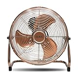 OZAVO Standventilator, Windmaschine ⌀45 cm mit 3 Laufgeschwindigkeiten, Bodenventilator Power, Tischventilator Metall, Luftkühler, verstellbare Neigungswinkel, Retro