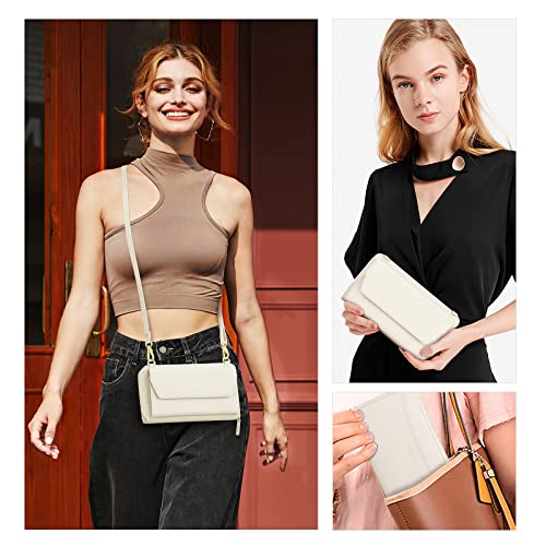 Image of nuoku RFID Blocking Wristlet Wallet for Women, Zip-Around Crossbody Clutch with 2 Removable Straps
