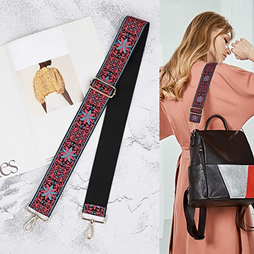 Image of Dsigo Purse Strap, 2 inch Wide Gold Buckle Embroidery Crossbody Shoulder Strap for Bag Handbag Canvas Bag Crossbody Bags