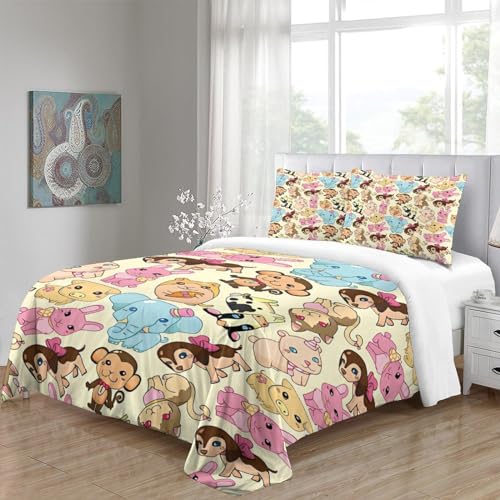 Housse de couette singe éléphant microfibre lit king finition premium zip