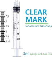 Vista 2 de Paquete de 100 jeringas de plástico de 0.1 fl oz/cc Luer Lock Tip – Herramientas de jeringa de medición de líquidos (sin aguja) – Estériles