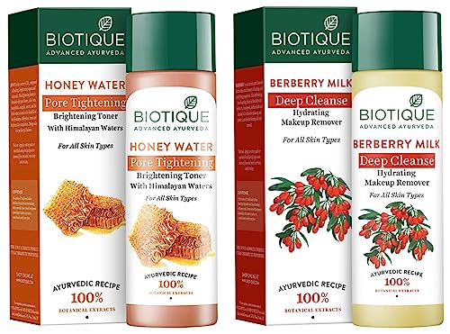 Image of Biotique Bio Honey Water Clarifying Toner, 120ml And Biotique Bio Berberry Hydrating Cleanser For All Skin Types, 120Ml