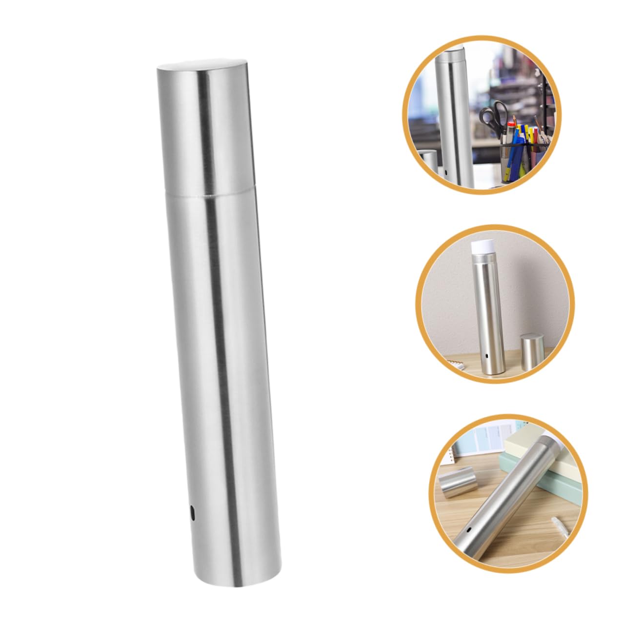 Tube Cylindrique en Acier Inoxydable 11.81 Pouces Rangement Rigide pour Documents Certificats Diplômes