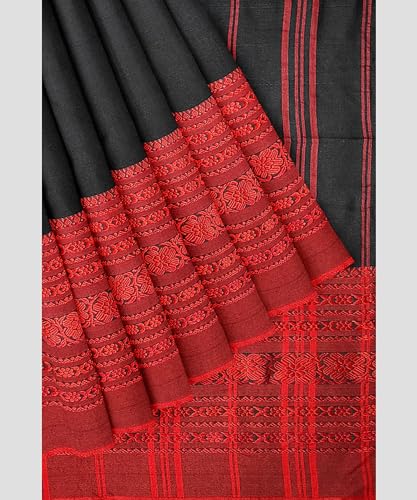 Image of eC ESHA'S COLLECTION Women's Cotton Blend Begumpuri Handloom Saree With Unstitched Running Blouse Piece