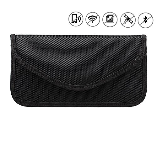Anti-Radiation Bag, Anti-Tracking Pouch Anti-Spying GPS RFID Blocking Signal Blocker Bag Handset Function Cell Phone Case for iPhone, Samsung and Others Privacy Protection and Car Key FOB (Black)