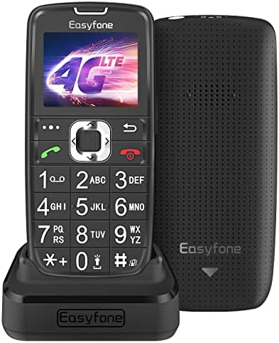 Easyfone Prime-A6 4G Big Button Cell Phone for Seniors | Easy-to-Use | Clear Sound | SOS Button | SIM Card & Flexible Plans | Convenient Charging Dock