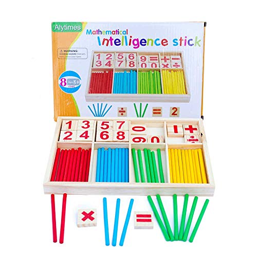 Alytimes Counting Stick Calculation Math Educational Toy, Wooden Number Cards And Counting Rods Box #TOP1