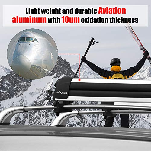 image for PEXMOR Car Ski Snowboard Roof Racks 2 PCS Universal Aluminum Ski Snowb