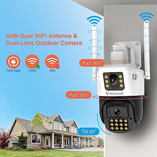 Image of VSTARCAM Dual Lens Outside Cameras for Home Security, 4MP Home Security Camera, Plug-in Camera Auto Tracking, Two-Way Talk, IP66 Waterproof, 24 /7 Record,SD /Cloud 04