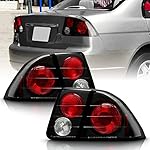 ACANII -For Black 2001-2005 Honda Civic 4-Door Sedan Tail Lights Brake Lamps Left+Right Driver Passenger Side Taillights