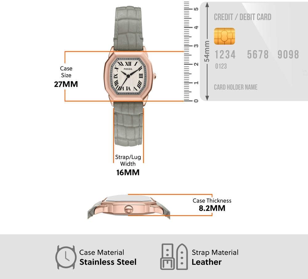Fossil Harlow Watch for Women, Quartz Three Hand Movement with Stainless Steel or Leather Strap