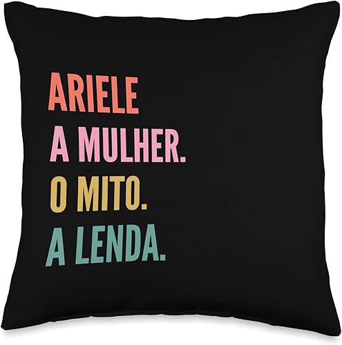 Designs De Nomes Engraçados Para Mulher Funny Portuguese First Name Design-Ariele Throw Pillow 16x16 Multicolor