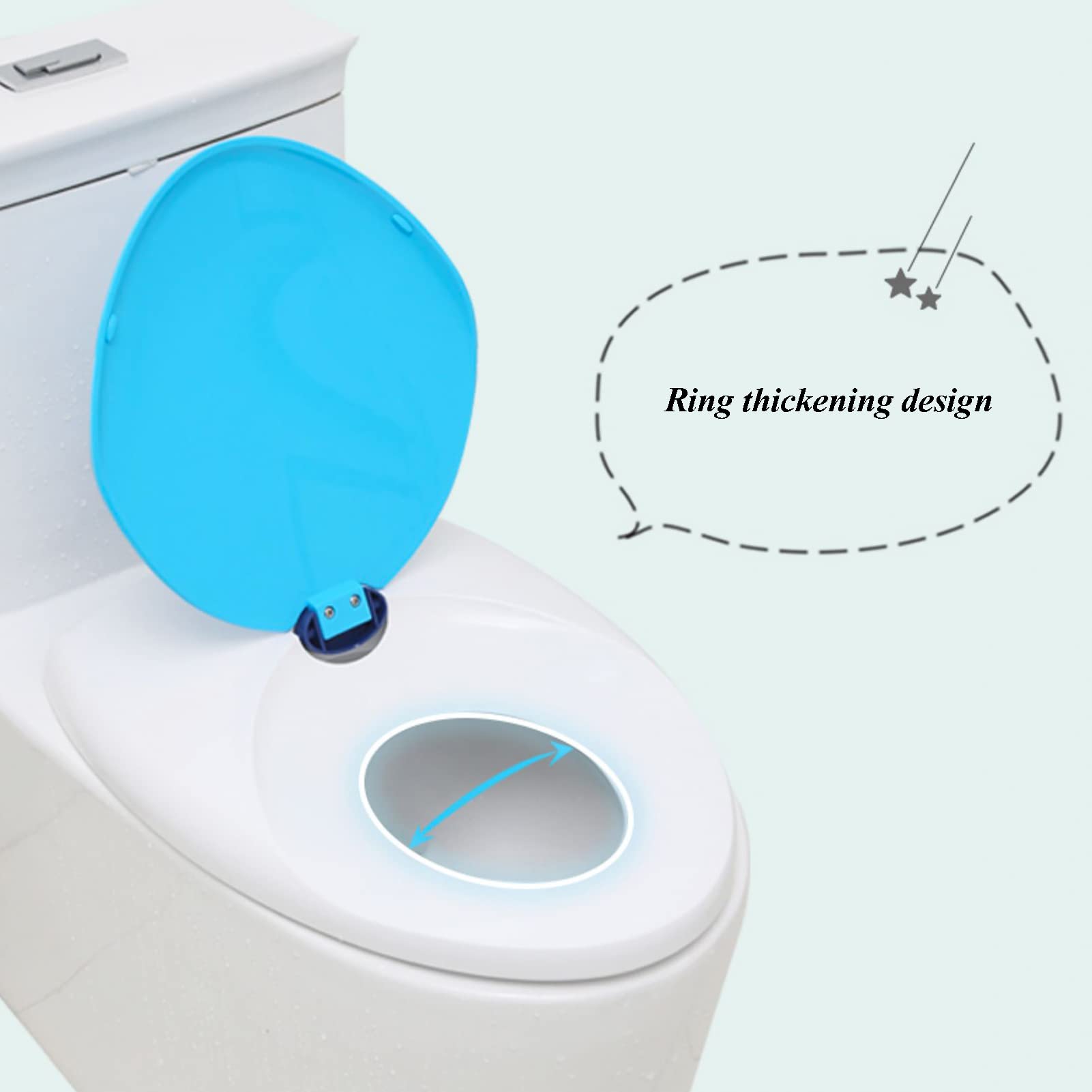 Asiento de inodoro, Asiento de inodoro Tapa alargada plástico(Blue,UShape)