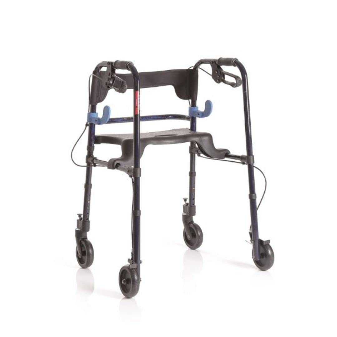 Rollator pieghevole in alluminio verniciato con 2 leve 2 ruote piroettanti con blocco 2 ruote fisse con freni Art. RP751