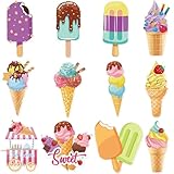 Pasimy 60 Pcs Ice Cream Decorations Ice Cream Bulletin Board Sweet Paper Cutouts for Xmas DIY Craft Classroom Birthday Door Window Wall Party Supplies