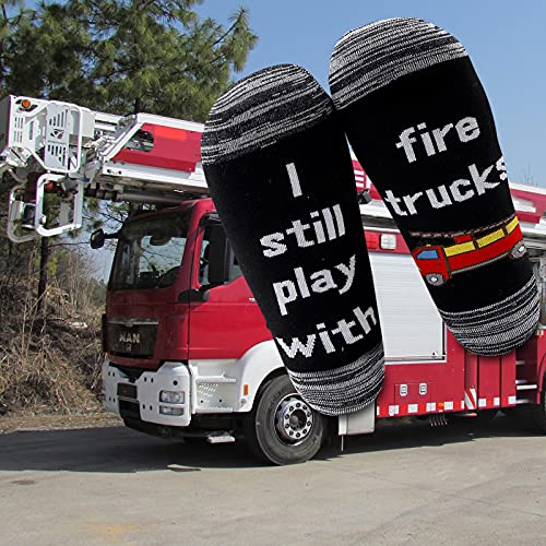 Chaussettes de qualité supérieure motif camion de pompier coton doux
