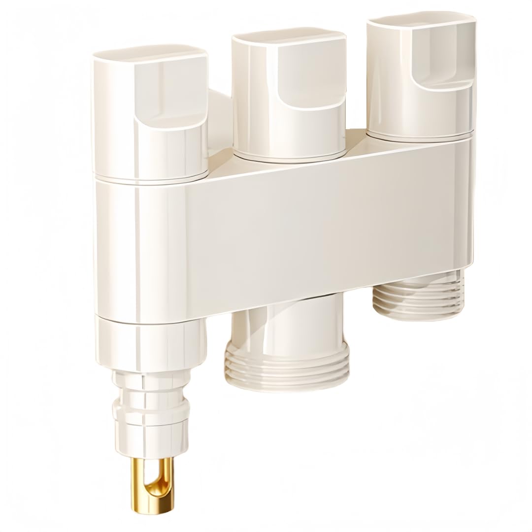 Eckventil Wandanschluss Milchig Weißes 1/2 Zoll Eckventil für Wc Armatur mit Automatischer Wasserabschaltung G1/2 + G3/4 + Waschmaschinenanschluss Aus Messing