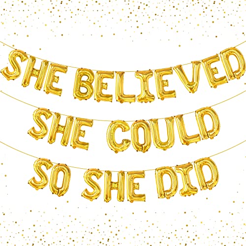 Image of KatchOn Gold She Believed She Could So She Did Balloons - 16 Inch | Congrats Balloon for Congratulations Decorations | Graduation Balloon for Graduation Decorations 2026, Congrats Grad Decorations