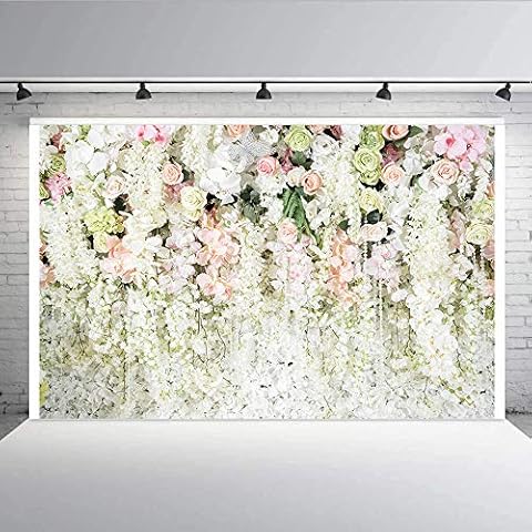 White Flower Backdrop,Aisnyho 3D Curtain Flower Wedding Birthday Party Background Carnival Party Photo Backdrop Cover