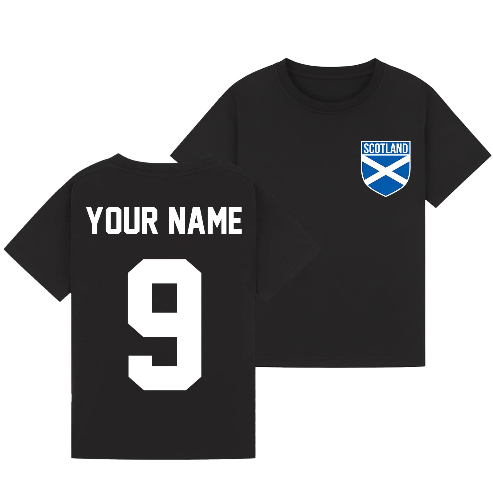 Personalised Scotland 2026 Soccer Sports Football Mens Graphic T-Shirt Novelty Retro Customised Number Fan Tee USA Mexico Canada Host Nations Supporters Top Black XXL