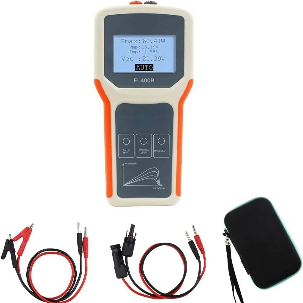 Misuratore MPPT solare, tester per pannelli fotovoltaici da 400 W, multimetro con display LCD, alimentato ad energia solare per la risoluzione dei problemi dei moduli fotovoltaici.