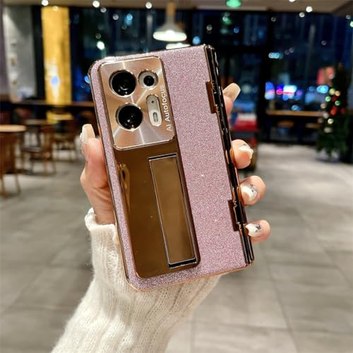 Coque Oppo Find N2 robuste antichoc ultra fine en cuir rose galvanisé