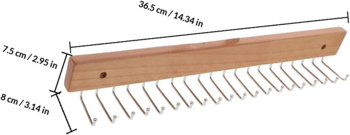 Toyvian Wooden Tie Rack and Belt Organizer Wall-Mounted with 20 Hooks Space-Saving Closet Hanger for Men’s Neckties and Belts Entryway Storage 2pcs