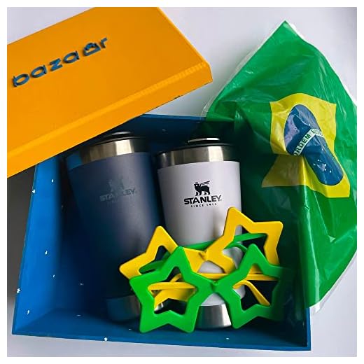 Kit Copo do Mundo Stanley Brasil Copo Térmico Aço inox cerveja, chopp. Caixa de presente e Bandeira