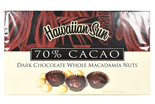 Hawaiian Sun 70% Cacao Dark Chocolate Whole Macadamia Nuts (6 Boxes) image 5