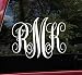 Monogram Vinyl Decal Sticker - Three Initials - Car Truck Laptop Wall - 8" x 6" WHITE