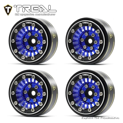 TREAL SCX24 1.0'' Beadlock Wheels (4-Pack) - Type C Blue Alloy Wheels for 1/24 Micro RC SCX24 Bronco, Gladiator, C10, Deadbolt - image 6
