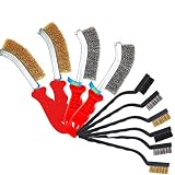 [Uso amplio] El cepillo de alambre se utiliza para eliminar escorias de soldadura, óxido, manchas de pintura y puede limpiar piezas de acero, maquinaria y piezas de metal sin procesar sin dañar la superficie. Puede usarlo para limpiar puertas, ventanas y baldosas.