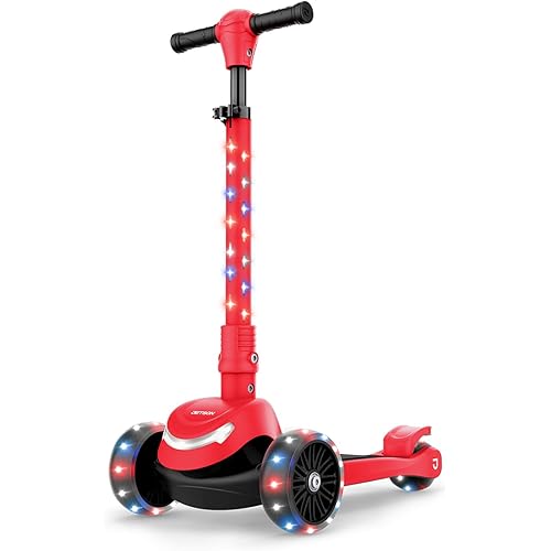 Jetson 3-Wheel Light-Up Kick Scooter, Lights on Stem & Wheels, Height Adjustable Handlebar, Rear Brake, Foldable, Ages 3+