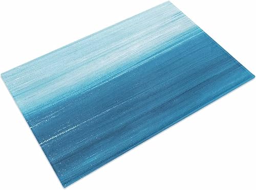 Alfombra de baño de microfibra suave y lanuda para playa, océano, color azul degradado, lavable, alfombra de baño para baño, alfombras de felpa para