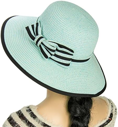 Aerusi Women's Hampton Floppy Straw Hat (Teal)