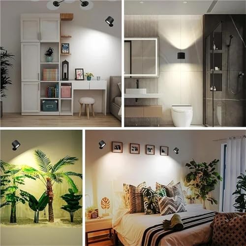 Lámpara de pared LED recargable por USB con rotación de 360 grados y control remoto negro 4