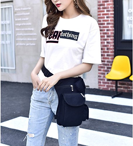 Rullar Men Women Canvas Hiking Waist Fanny Waist Pack Drop Leg Bag Purse Running Hip Bag Outdoors Motorcycle Bike Cycling Pouch Shoulder Bag Black #TOP2