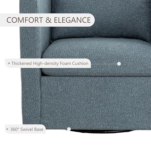 Sillón giratorio moderno azul con cojín mullido miniatura 5