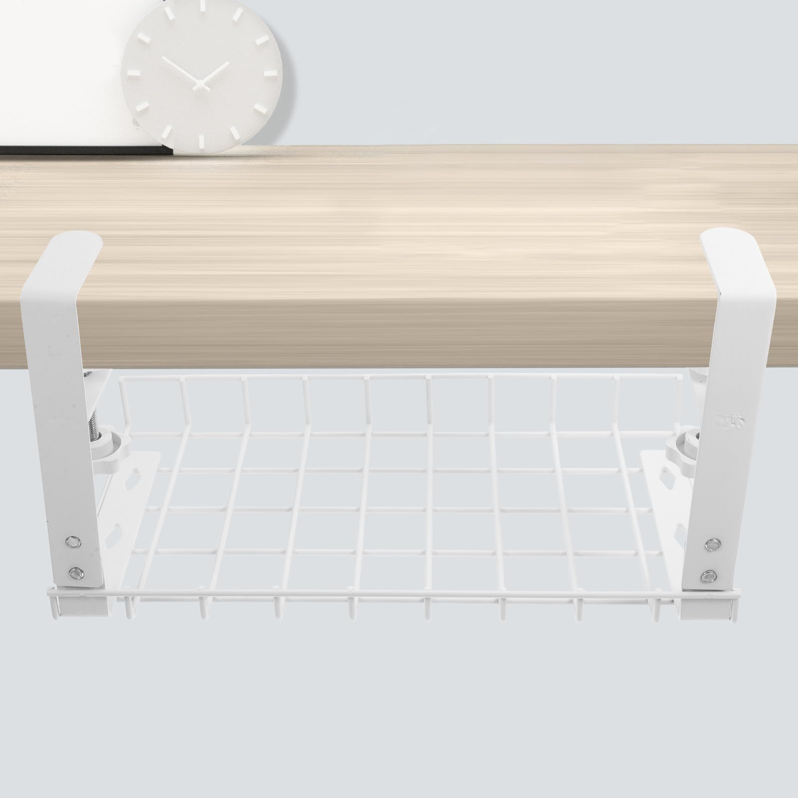Ipetboom Organizzatore Cavi Scrivania in Ferro Bianco Capacità Ampia e Design Portatile, per Ufficio e Setup Gaming, Morsetto Regolabile 1.8-5.7cm